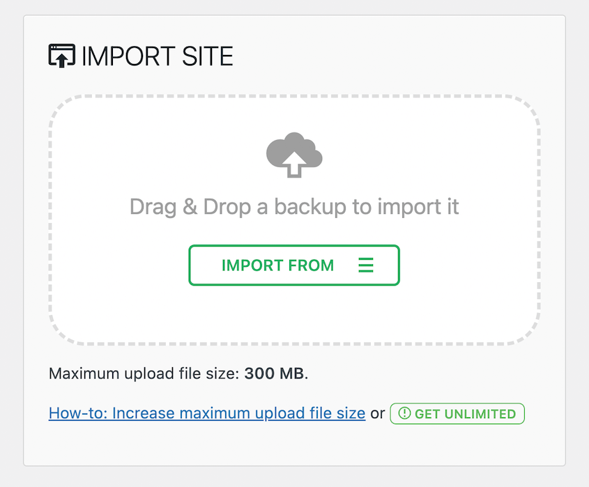 All-in-One WP Migration import