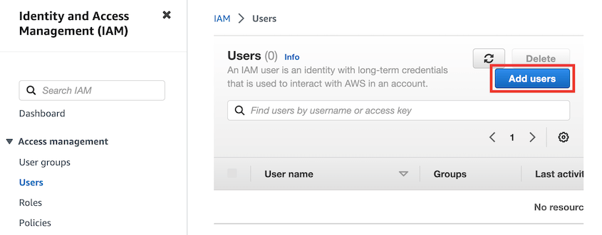 Add Amazon S3 user