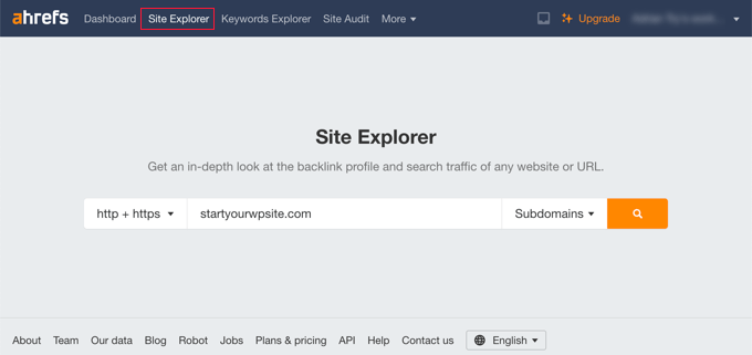 Ahrefs site explorer