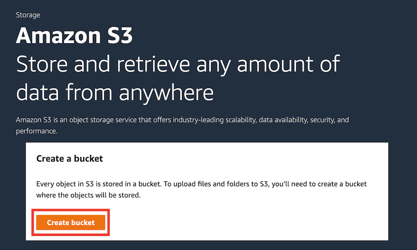 Create Amazon S3 bucket