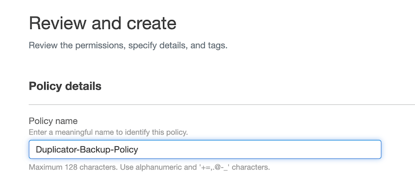 Duplicator Amazon S3 policy
