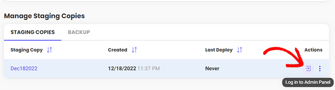SiteGround staging login