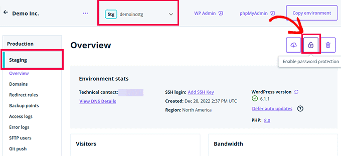 WP Engine staging protection