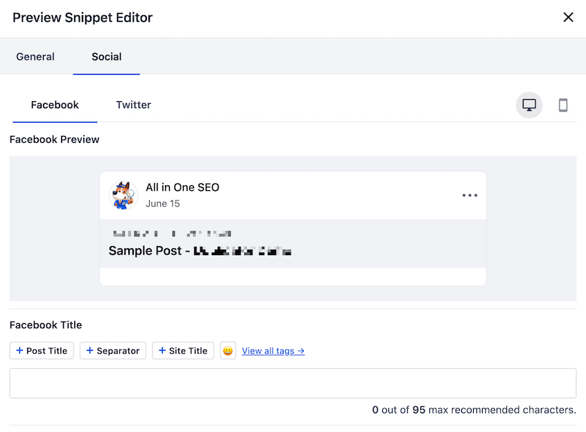 AIOSEO social previews