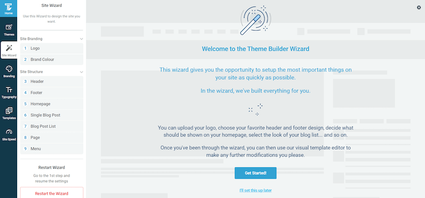 Thrive Theme Builder setup wizard
