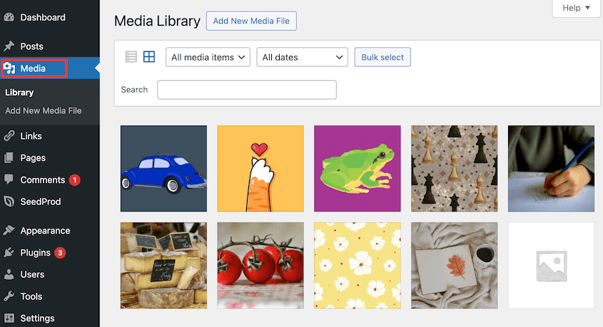 WordPress media library