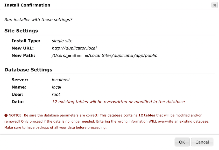 Confirm WordPress migration