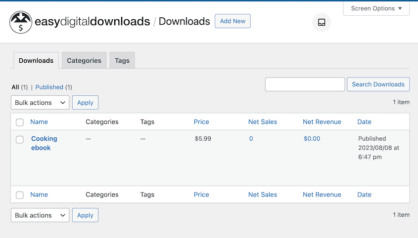 Easy Digital Downloads product