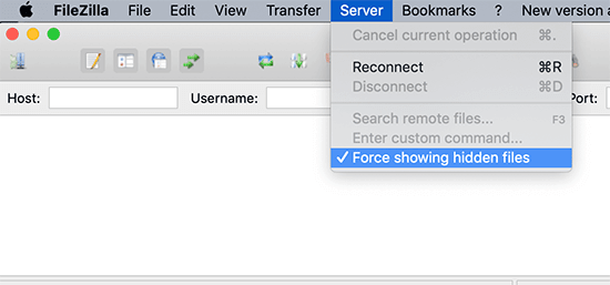 FTP force show hidden files