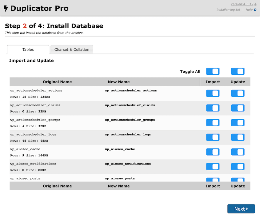 Install WordPress database