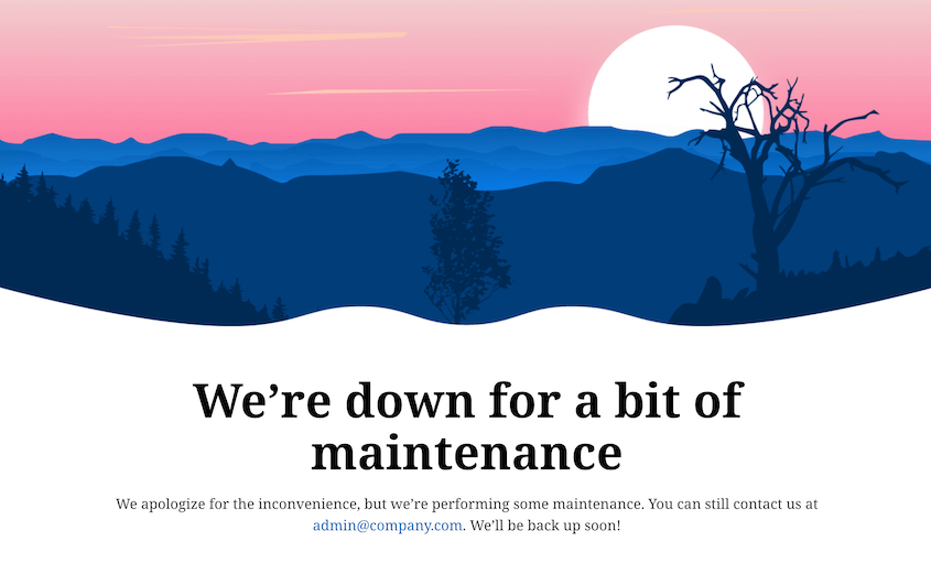 Maintenance mode page
