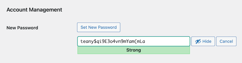 New WordPress password