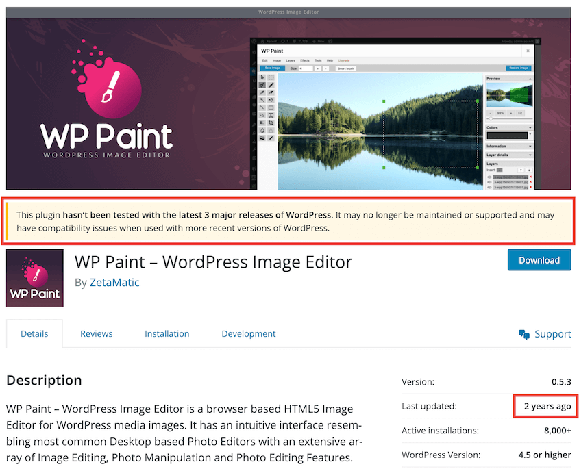 Outdated WordPress plugin