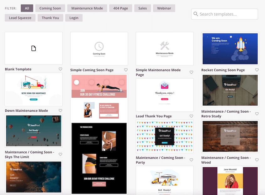 SeedProd Lite page templates