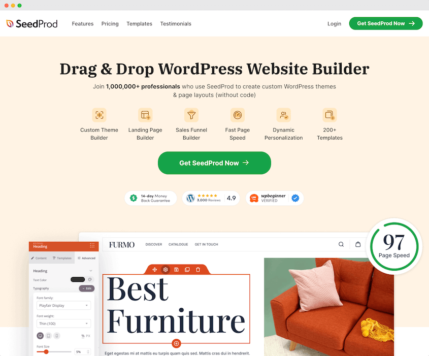 SeedProd website builder plugin