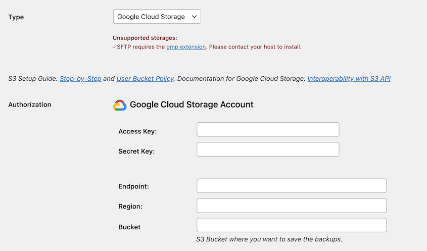 Google Cloud storage