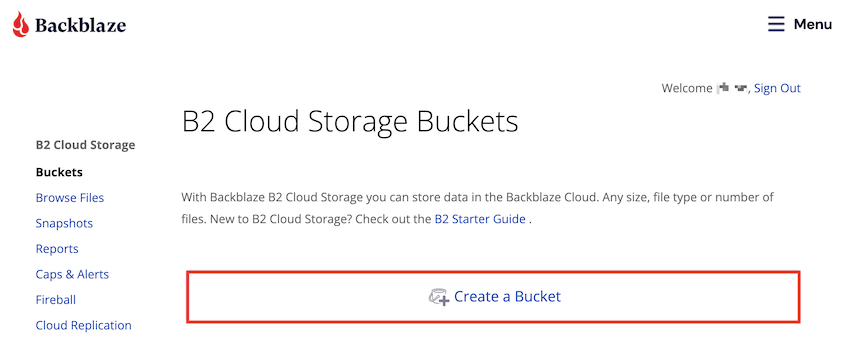 Create Backblaze B2 bucket