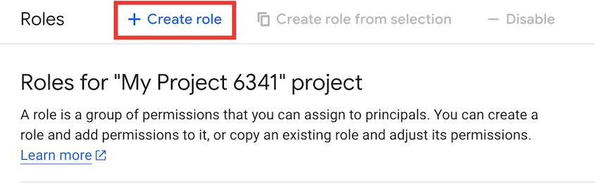 Create a custom user role in Google Cloud