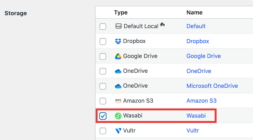 Scheduled Wasabi backup