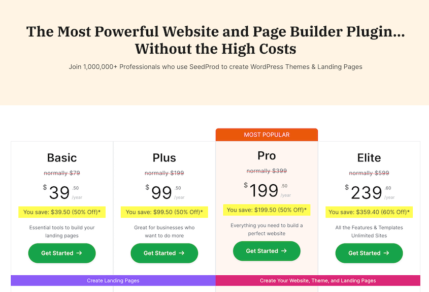 SeedProd pricing