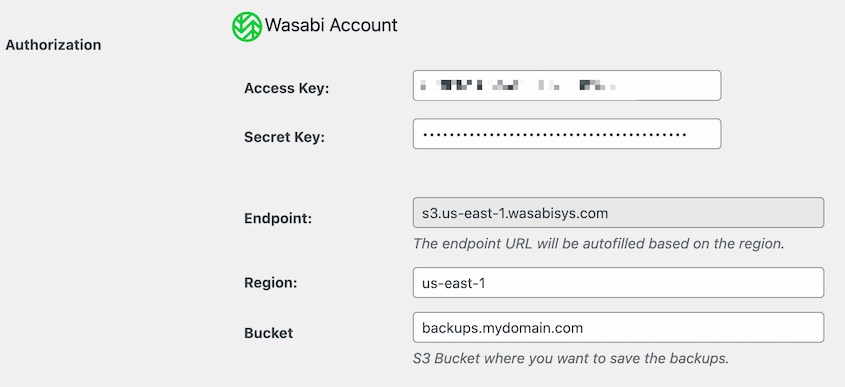 Wasabi authorization