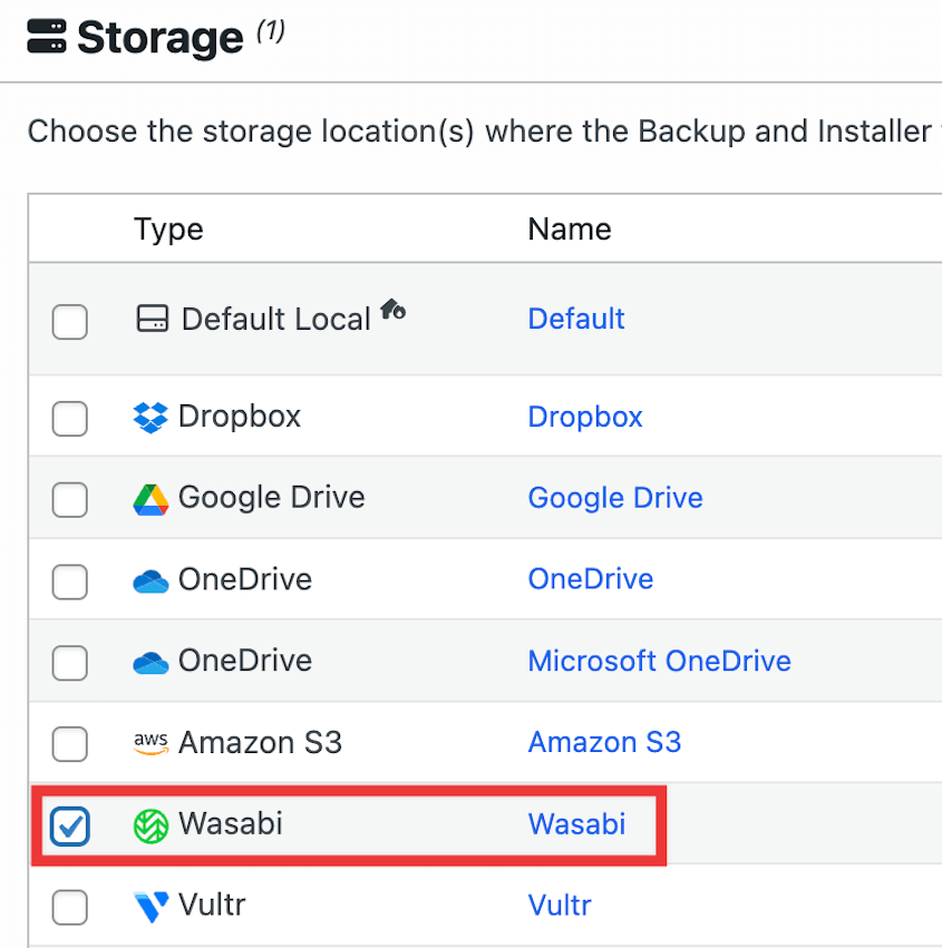Wasabi backup