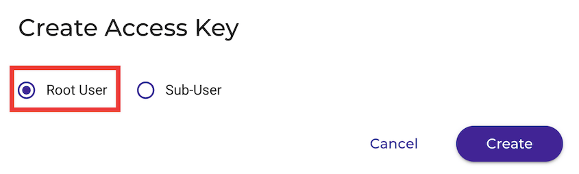 Root user Wasabi key