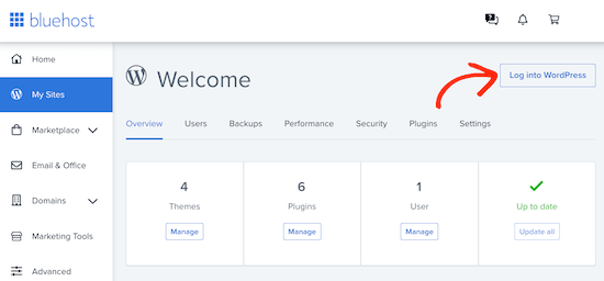 Bluehost log into WordPress
