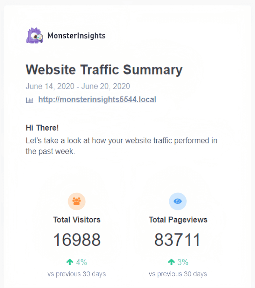 MonsterInsights email summary
