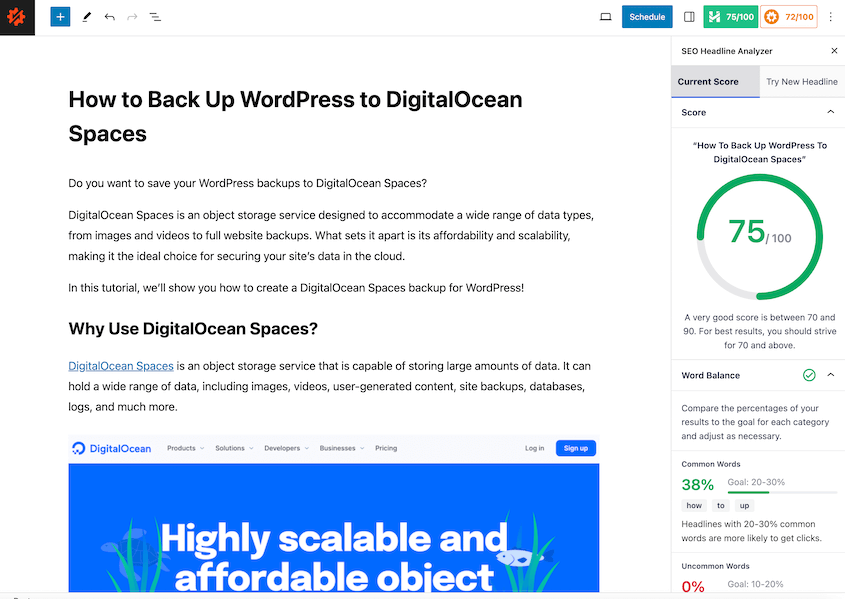 MonsterInsights headline analyzer