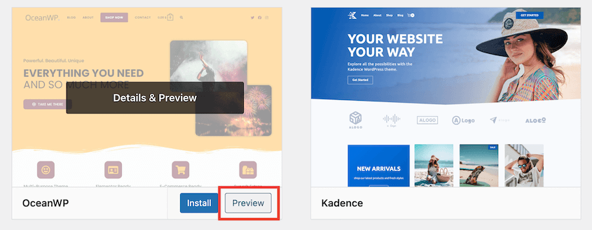 Preview WordPress theme
