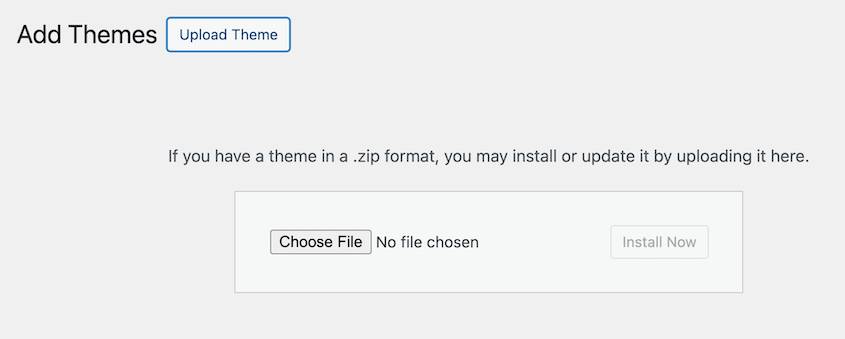 Upload WordPress theme