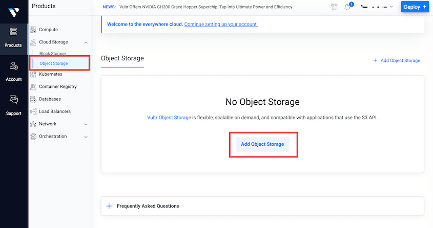 Vultr object storage