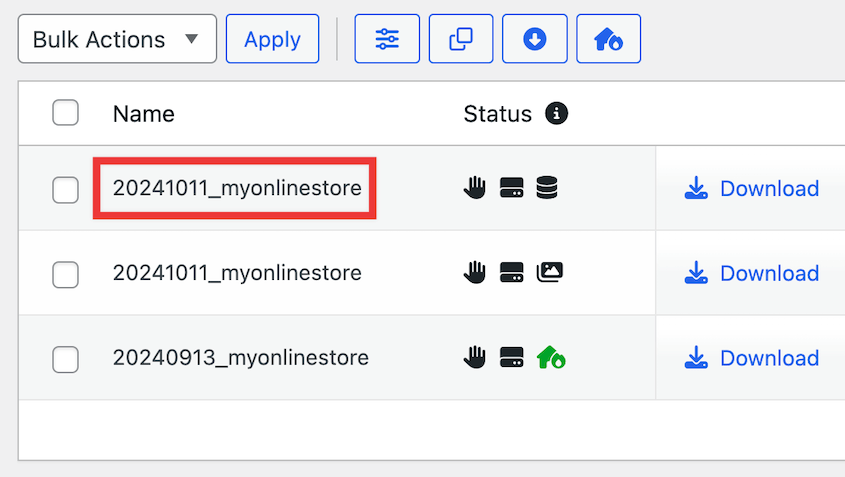 Backup dynamic tag