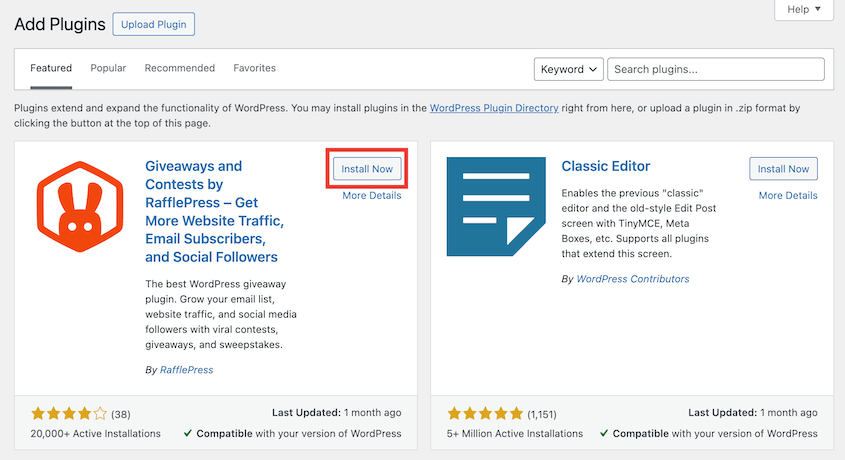Install new WordPress plugin