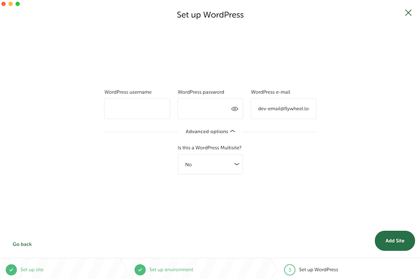 LocalWP WordPress login information