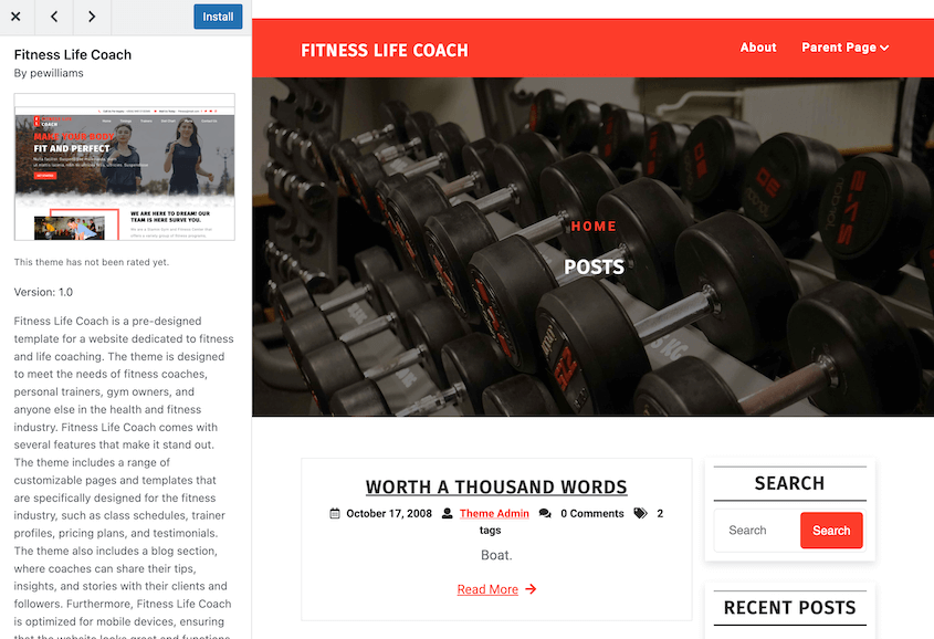 Preview blog theme