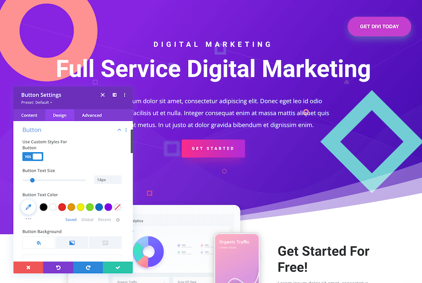 Divi visual editor