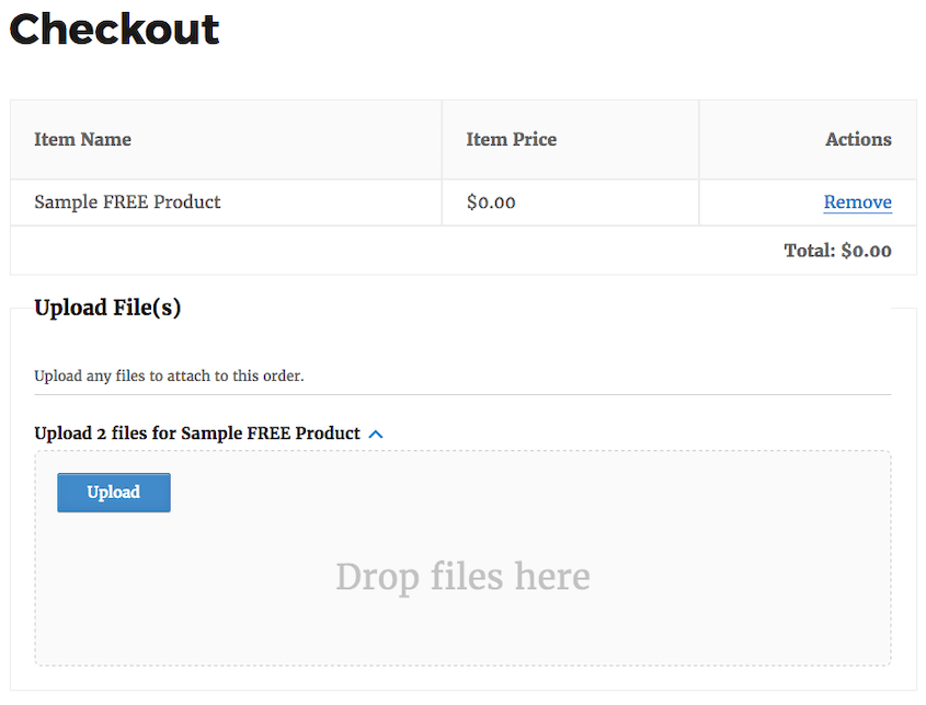 EDD upload file at checkout
