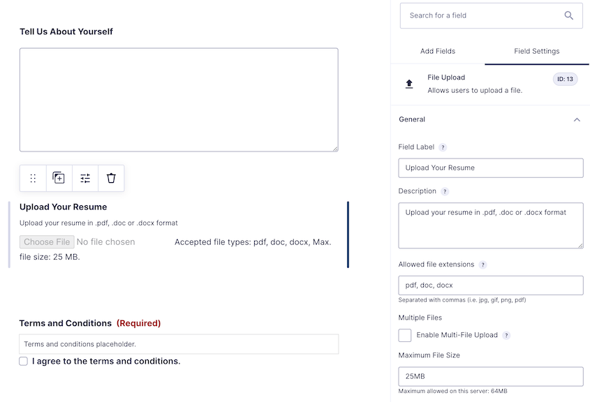 Gravity Forms file upload field