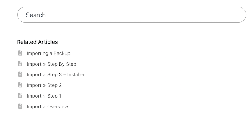Related inline help articles for the Import page