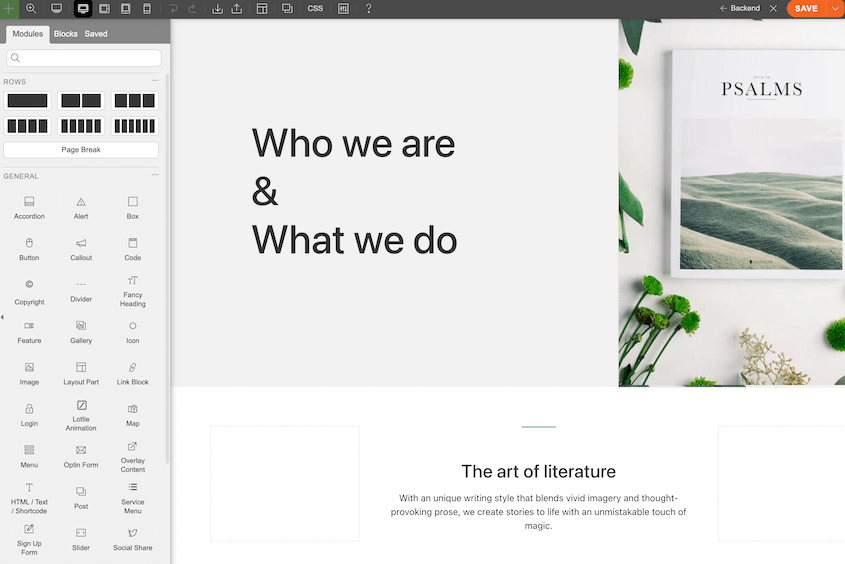 Themify editor
