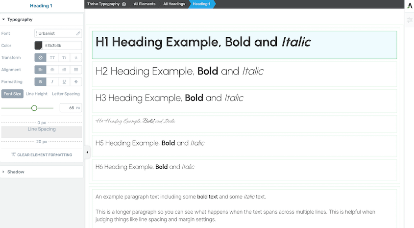 Thrive Themes typography