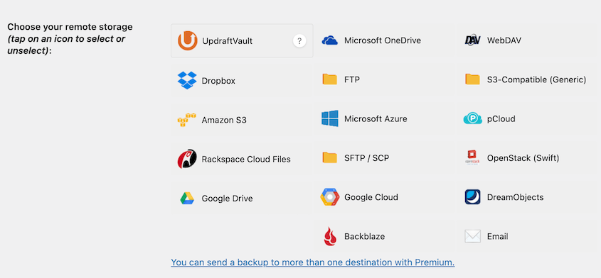 UpdraftPlus cloud storage