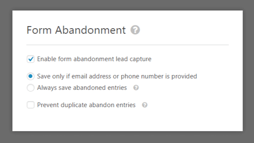 WPForms form abandonment