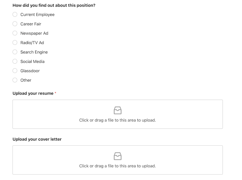 WPForms job application template