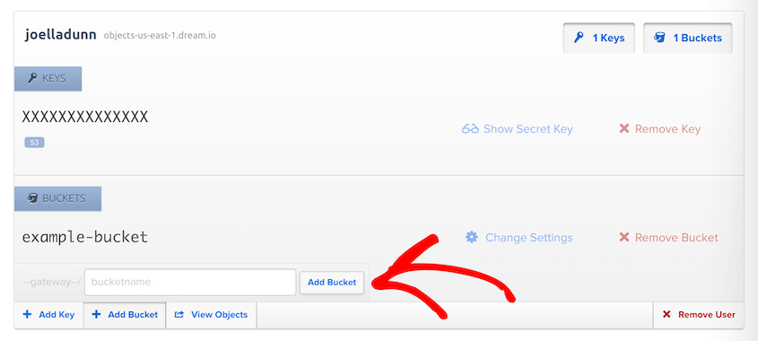 Add DreamObjects bucket