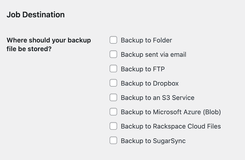BackWPup storage
