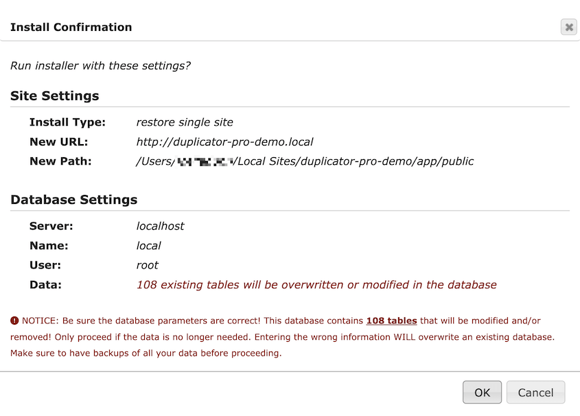 Confirm database migration