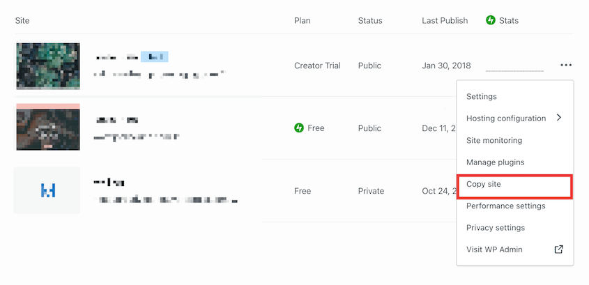 Copy WordPress.com site